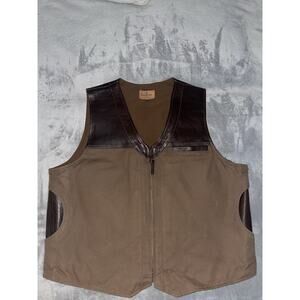 Coronado Leather Mens Vest Size 46 Brown Bike Motorcycle Biker Tactical Full Zip